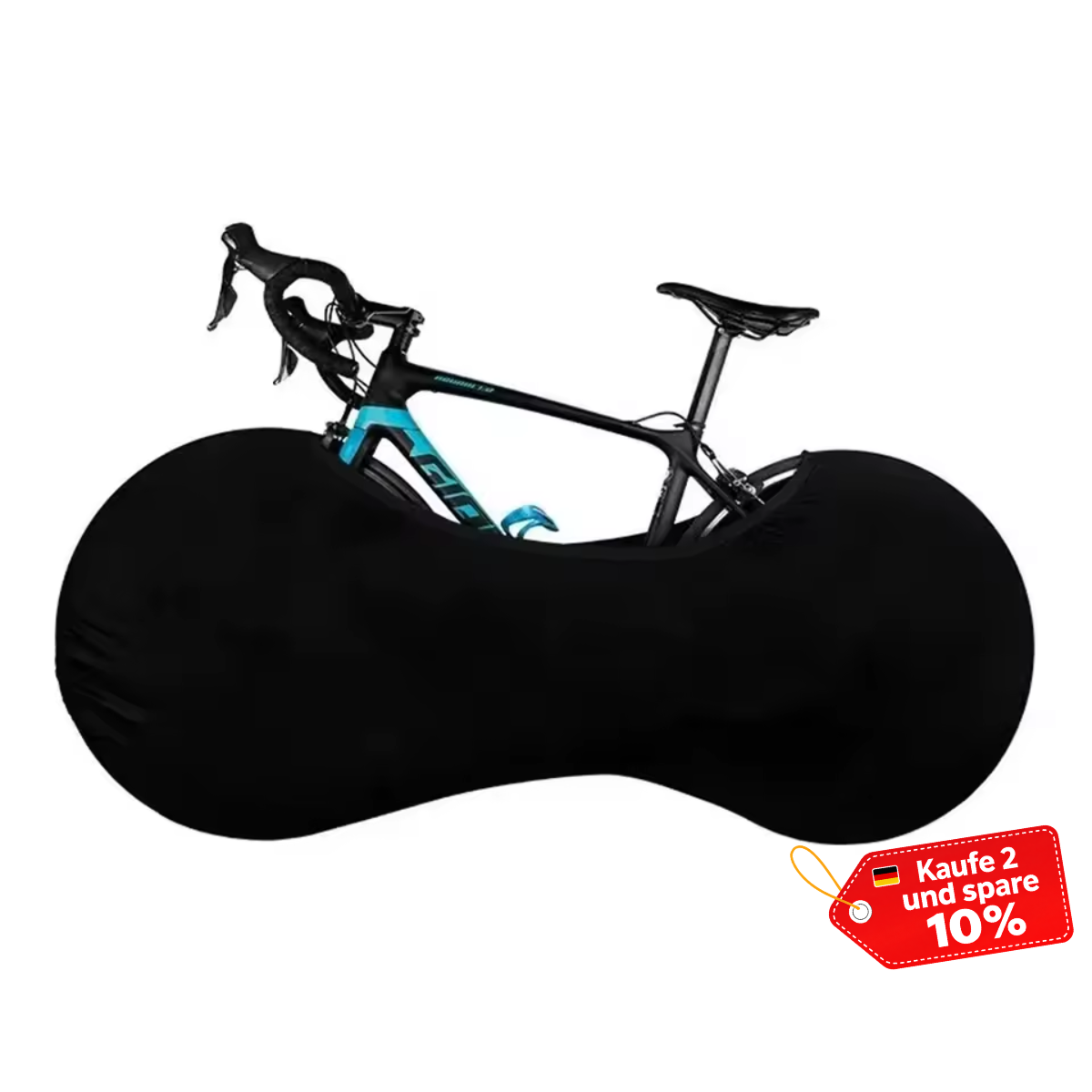 Elastischer Fahrrad-Reifenschutz Pro in Schwarz zur sauberen Aufbewahrung in der Wohnung