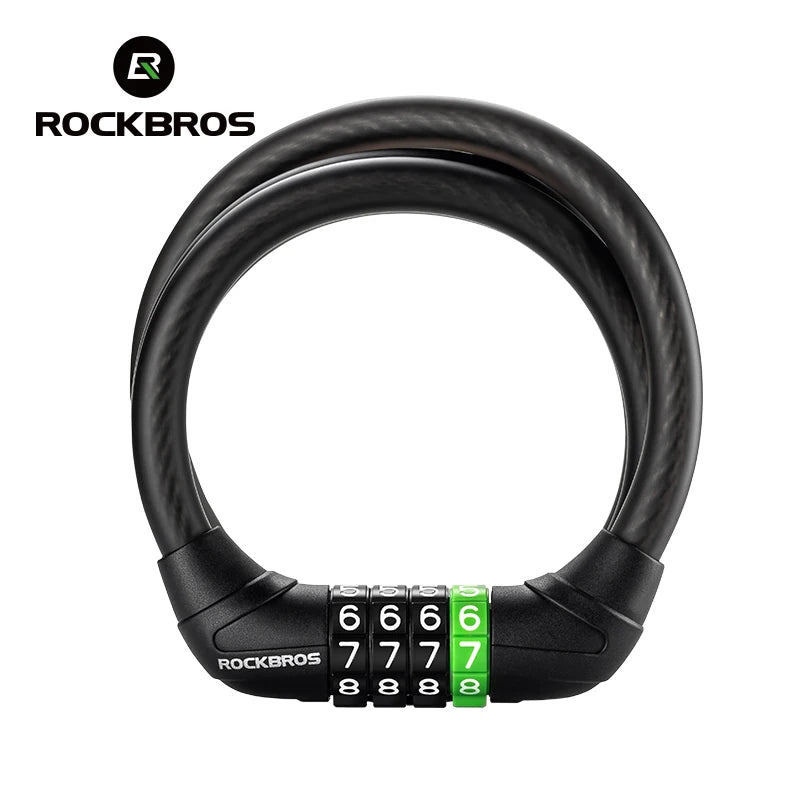 ROCKBROS Fahrrad Kabelschloss mit Zahlencode aus Stahl für sicheren Diebstahlschutz