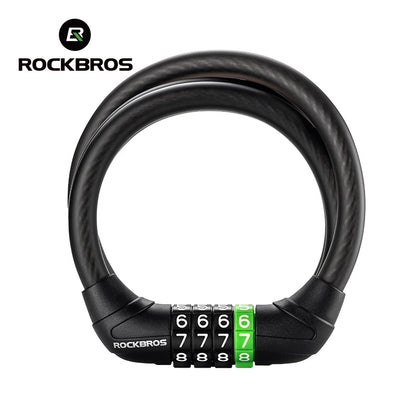 ROCKBROS Fahrrad Kabelschloss mit Zahlencode aus Stahl für sicheren Diebstahlschutz